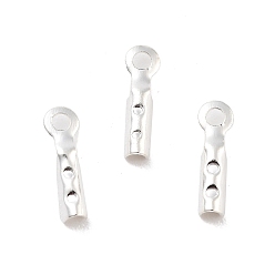 Серебро Покрытие стойки латунь складные обжимные концы, без кадмия и без свинца, серебряные, 7.5x2.2 мм, отверстие : 1 мм, внутренний диаметр: 1.2 мм