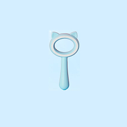 Light Blue ABS & TPR Pet Combs, Double Sided Cat Dog Grooming Hair Combs Hair Remover, Cat Head, Light Blue, 170x90x30mm