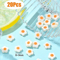 Оранжевый Бусины из натуральных пресноводных ракушек с эмалью, цветок, оранжевые, 8~9x8~9x3.5 мм, отверстие : 1 мм