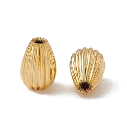 Real 18K Gold Plated Brass Beads, Long-Lasting Plated, Corrugated Vase Shape, Real 18K Gold Plated, 7x5mm, Hole: 1mm