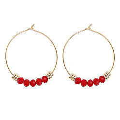 C-E210012D Bohemian Ethnic Crystal Hoop Earrings - Exaggerated, European and American Fashion.