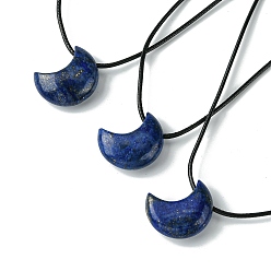 Ляпис-Лазурь Ожерелья с подвесками из натурального окрашенного лазурита, воском шнура, луна, 14.17~27.95 дюйм (36~71 см)