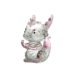 Pearl Pink Handmade Lampwork Dragon Figurines, for Home Desktop Feng Shui Decoration, Pearl Pink, 22x41x40mm
