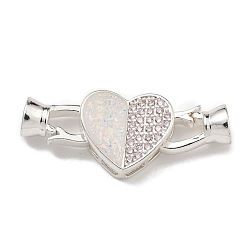 Белый Латунное микропейв, прозрачный кубический цирконий, складные застежки, cmолой, сердце, реальный 18 k позолоченный, белые, 31 мм