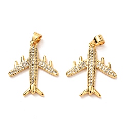 Real 18K Gold Plated Brass Micro Pave Clear Cubic Zirconia Pendants, Long-Lasting Plated, Plane, Real 18K Gold Plated, 24.5x21x3.5mm, Hole: 4.5x3.5mm