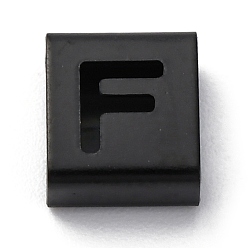 Letter F Ионное покрытие (ip) 304 квадратные подвески-слайдеры из нержавеющей стали, чёрные, Буква F, 9x8x4 мм, отверстие : 3.5x8.5 мм