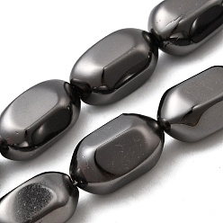 Металлическо-черное Гальванопокрытие Стеклянные бусины с гальваническим покрытием , овальные, граненые, покрытие черного цвета металла, 20x11~11.5 мм, отверстие : 1.2 мм, около 21 шт / нитка, 15.75'' (40 см)