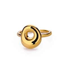 Letter O 304 открытые манжеты из нержавеющей стали для женщин, буквы, реальный 18 k позолоченный, Письмо O, 13~14x7~15 мм