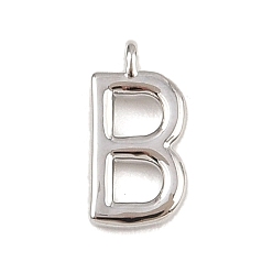 Letter B Латунь прелести, стойки покрытие, долговечный, без кадмия и без свинца, платина, В письме, 9x4.5x1.3 мм, отверстие : 0.8 мм