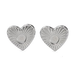 Stainless Steel Color 304 Stainless Steel Stud Earring Findings, Earring Settings, Heart, Stainless Steel Color, 12x13mm, Pin: 0.7mm, Tray: 4mm