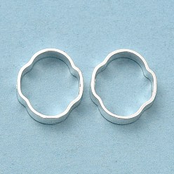 925 Sterling Silver Plated Brass Bead Frame, Cadmium Free & Lead Free, Flower, 925 Sterling Silver Plated, 10x8.5x2mm, Hole: 1mm