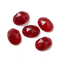 Jade Natural Red Jade Cabochons, Oval, Dyed, Faceted, 8x6x3mm