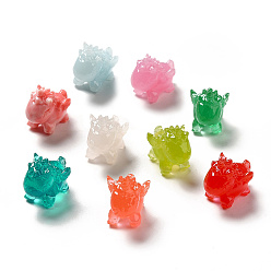 Mixed Color Opaque & Transparent Resin Beads, Unicorn, Mixed Color, 22x15x19mm, Hole: 1.5mm