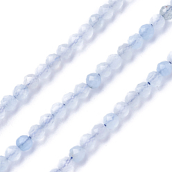 Aquamarine Natural Aquamarine Beads Strands, Faceted, Round, 3~3.5mm, Hole: 0.5mm, about 115~130pcs/strand, 14.5~16.1 inch(37~41cm)