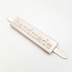 Платина Ярлыки сплава, для джинсов своими руками, , обуви, аксессуары для шляп, прямоугольник со словом ручной работы, платина, 10x40 мм