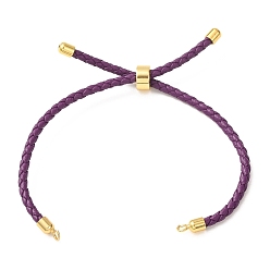 Pourpre Fabrication de bracelets en cordon de cuir tressé en microfibre ronde ajustable, avec les accessoires en laiton, convient aux breloques de connecteur, pourpre, 9.13x0.12 pouce (23.2x0.3 cm), Trou: 2mm
