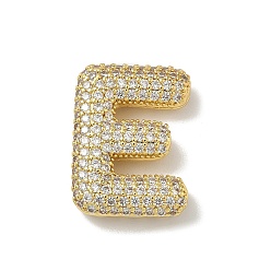 Letter E Латунные микро проложить кубического циркония подвески, без свинца и без кадмия, реальный 18 k позолоченный, Письмо E, 23x17x6 мм, отверстие : 4x2 мм
