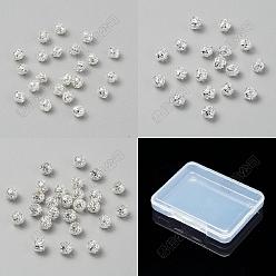 Silver 60Pcs 3 Styles Brass Beads, Hollow Round, Silver, 4~8x4~7.5mm, Hole: 1.5~3mm, 20pcs/style