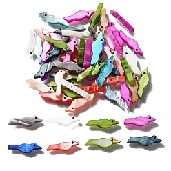 Mixed Color Natural Freshwater Shell Beads, Dyed, Bird, Mixed Color, 18~19x6~7x3mm, Hole: 1mm
