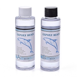 Clear Transparent Clear Crystal Epoxy AB Glue, Mixing Weight/Volume Ratio: A Glue: B Glue=1:1, For DIY Epoxy UV Resin Jewelry Making, with Screw Top Lids, Clear, 40x129mm(Including Lid), 120ml/pc, 2pcs/set
