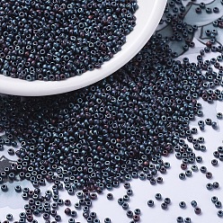 (RR2009) Матовый Металлический Синий Ирис Миюки круглые бусины рокайль, японский бисер, (rr 2009) матовый синий металлик ирис, 11/0, 2x1.3 мм, отверстие : 0.8 мм, Около 1111 шт / 10 г