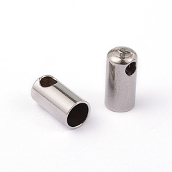 Stainless Steel Color 304 Stainless Steel Cord Ends, End Caps, Stainless Steel Color, 7x1.8mm, Hole: 1mm, Inner Diameter: 1mm
