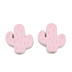 Pink Печатные бусины из тополя, кактус, розовые, 19.5x18.5x6 мм, отверстие : 3 мм