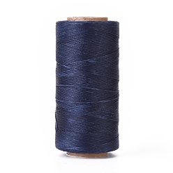 Azul de Medianoche Cordón de poliéster encerado, cordón de micro macramé, hilo de coser encerado, piso, azul medianoche, 0.8 mm, aproximadamente 284.33 yardas (260 m) / rollo