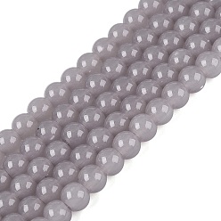 Темно-Серый Стеклянные бусины, имитация нефрита , круглые, темно-серый, 6~6.5 мм, отверстие : 1.4 мм, около 67~70 шт / нитка, 14.76 дюйм ~ 15.16 дюйм (37.5~38.5 см)