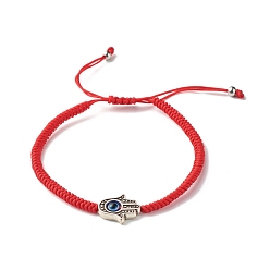 Red Hamsa Hand /Hand of Miriam with Evil Eye Braided Bead Bracelet for Girl Women, Red, Inner Diameter: 2~3-1/8 inch(5.2~8cm)
