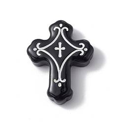 Cross Halloween Theme Opaque Resin Cabochons, Black, Cross Pattern, 26.5x21x5.5mm
