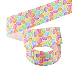 Candy Single Face Printed Polyester Grosgrain Ribbon, Easter Theme Ribbon, Colorful, Flat, Candy Pattern, 1 inch(25mm), about 9.84 Yards(9m)/Roll