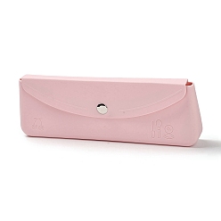 Pink Silicone Storage Bag for Cosmetics, Magnetic Snap Portable Storage Bag, Rectangle, Pink, 7.2x19.8x3cm