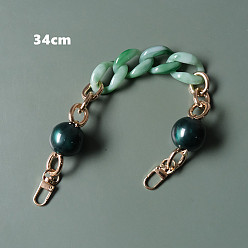 Medium Sea Green Resin Bag Handles, with Iron Clasp, for Bag Straps Replacement Accessories, Light Gold, Medium Sea Green, 34x2.5cm