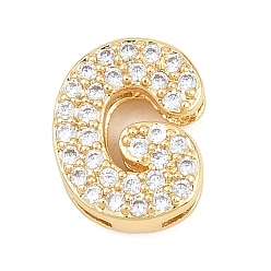 Letter G Латунные микропаве из прозрачного кубического циркония, долговечный, стойки покрытие, без свинца и без кадмия, реальный 18 k позолоченный, Буква G, 12x9.5x4.5 мм, отверстие : 1.5x4.5 мм