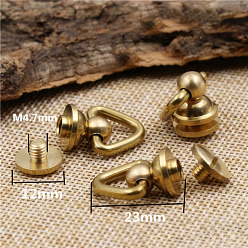Golden Brass 360 Degree Rotate Ball Post Triangle Ring  Screwback Rivets, for Phone Case DIY, DIY Leather Craft Purse Accessory, Golden, 23mm