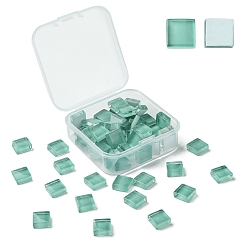 Средний Аквамарин 60 шт. Прозрачные стеклянные кабошоны, квадратный, средний аквамарин, 9.8x9.8x4 мм