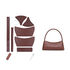 Brown DIY Purse Making Kit, Including Cowhide Leather Bag Accessories, Iron Needles & Waxed Cord, Brown, 32cm