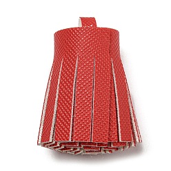 Dark Red Imitation Leather Tassel Pendant Decorations, Dark Red, 36x20~25mm, Hole: 6x5.4mm