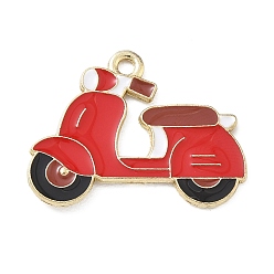 Roja Colgantes de la aleación del esmalte, encantos de moto, la luz de oro, rojo, 19x25x1 mm, agujero: 1.9 mm