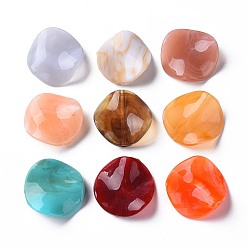 Mixed Color Two Tone Acrylic Beads, Imitation Gemstone, Petal, Mixed Color, 24x24x7mm, Hole: 1.8mm, about 255pcs/500g