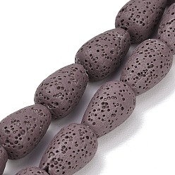 Серо-розавый Бусы из натуральной лавы, окрашенные, слеза, увядшая роза, 16~16.5x10 мм, отверстие : 1 мм, около 25 шт / нитка, 16.14'' (41 см)
