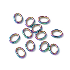 Rainbow Color Ионное покрытие (ip) 304 запорные кольца из нержавеющей стали, открытые кольца прыжок, овальные, многоцветные, 20 датчик, 5x4x0.8 мм, внутренний диаметр: 2.5x3 мм