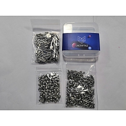 Stainless Steel Color Unicraftale 600Pcs 3 Styles 304 Stainless Steel Jewelry Findings Sets, including Ball Chain Connectors, Fold Over Crimp Cord Ends and Bead Tips, Stainless Steel Color, 200pcs/style