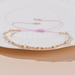 BR0323 Богемный браслет дружбы ручной работы с пресноводным жемчугом на лето