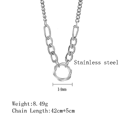 Stainless Steel Color Stainless Steel Pendant Necklaces, Hollow Flower, Stainless Steel Color, 16.54 inch(42cm)