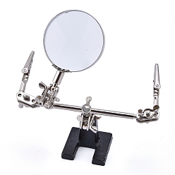 Mixed Color Helping Hands Magnifier Stand, with 2.5X Magnifying Glass, Alligator Clips and 360 Degree Rotating Adjustable Locking Arms, for Soldering, Crafting, Micro Objects, Mixed Color, 26.4x4.8x18.5cm, Fold Up: 12.5x5.5x18.5cm