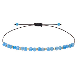 Аквамарин Браслеты из бисера ручной работы из натурального окрашенного аквамарина для женщин и мужчин, со стеклянными бисеринами, граненые, внутренний диаметр: 5/8 дюйм (1.5 см) ~ 1-1/8 дюйм (3 см)