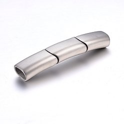 Stainless Steel Color 304 Stainless Steel Magnetic Clasps with Glue-in Ends, Rectangle, Stainless Steel Color, 43x9x6mm, Hole: 4.5x7mm
