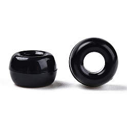 Black Opaque Plastic Beads, Barrel, Black, 9x6mm, Hole: 3.8mm, about 1950pcs/500g
